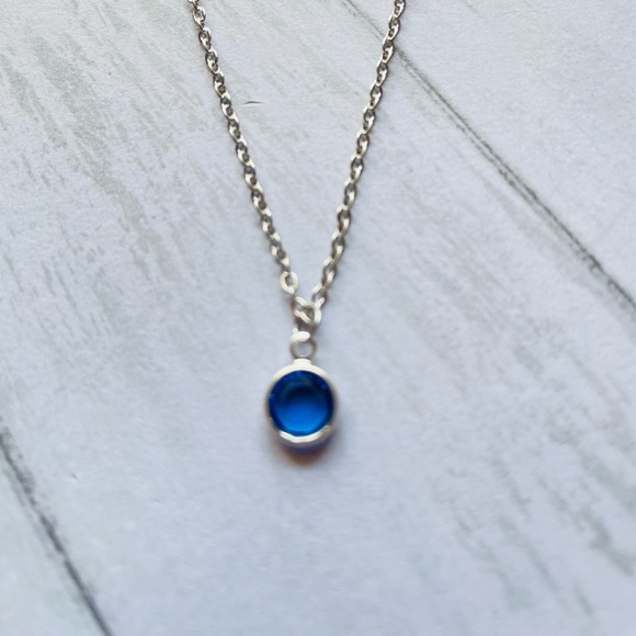 September Swarovski Crystal Necklace, Sapphire Swarovski Crystal, Handmade - Picture 2 of 5